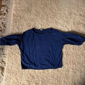 Matta Blue Casual Blouse with Long Sleeves